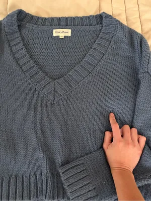REVOLVE Privacy Please Blue V-Neck Knitted Sweater thumbnail 2