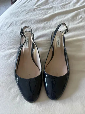 LK Bennett Navy Patent Slingback Block Heels thumbnail 4