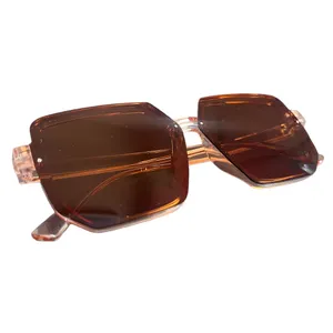 NWOT Men/Women Big Frame Brown Sunglasses Polygon Retro Trendy thumbnail 3