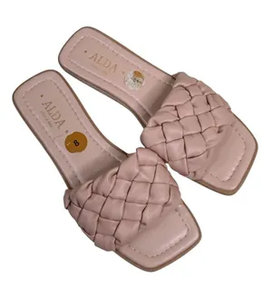 Alda Women's 8 Blush Braided Slide Sandals Made In Italy thumbnail 1