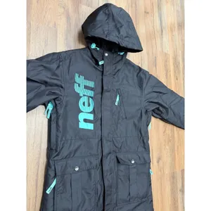 Neff Outerwear Snowboard Ski Jacket Large Black Blue Hooded Unisex Y2K thumbnail 4