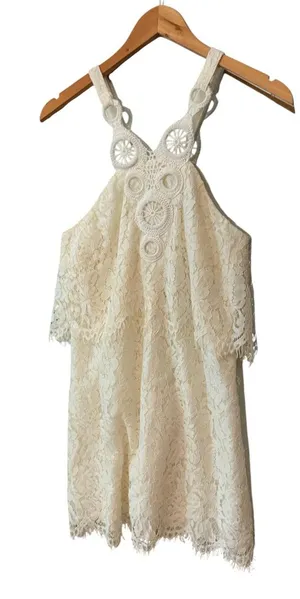 DO+BE White Lace Halter Dress Small NWT Boho Bridal Shower Rehearsal Dinner thumbnail 1