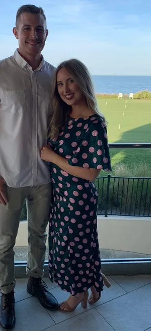 Dark Green Dress With Pink Polka Dots thumbnail 1