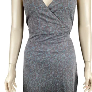 Toad‎ & Co Dress Size Medium Sleeveless Wrap Dress Brown & Blue Stretch thumbnail 4