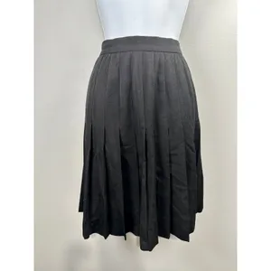 Anne Klein Skirt 8 Pleated A-line Black Classic Knee‎ Length 100% Wool Modest thumbnail 4