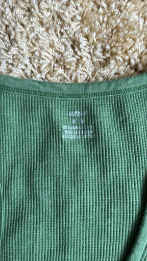 Aerie waffle knit green Henley No BS Tank Top thumbnail 3