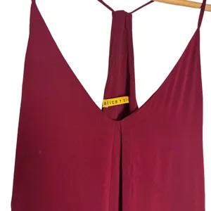 Alice + Olivia Red Sleeveless V-Neck Racerback Silk Cami Mini Dress Size ? thumbnail 4
