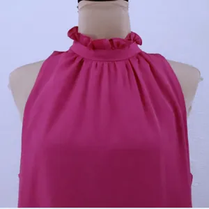 TCEC Tiered Ruffle Mini Dress Womens Size M Pink Halter Sleeveless Coquette thumbnail 2