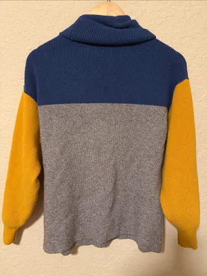Free People Navy Ribbed Knit Sweater thumbnail 3
