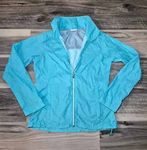 Lightweight Women's Aqua Windbreaker Jacket Small Blue thumbnail 1