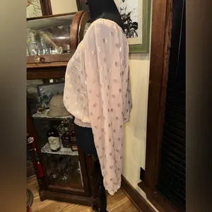 Xhilaration Off Shoulder Long Sleeve Polka Dot Top Blouse thumbnail 4
