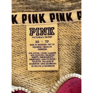 PINK Victoria's Secret Sweatshirt Women XS Purple Gray‎ Hooded Half Zip Retro thumbnail 8