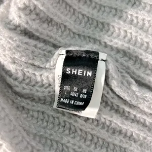 SHEIN Gray Balloon Sleeve Open Front Cardigan Sweater Large Knit Cozy EUC thumbnail 8
