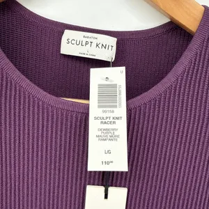 Aritzia Babaton‎ Sculpt Knit Racer Mini Dress L Dewberry Purple NWT Ribbed Tank thumbnail 4