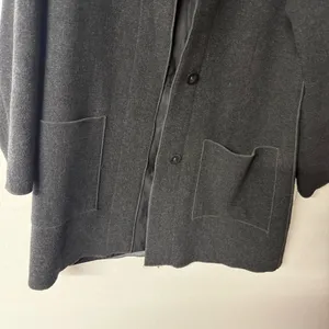 Vintage Eddie Bauer Coat Women M Gray Hood Button Front Wool Nylon Blend Pockets thumbnail 5