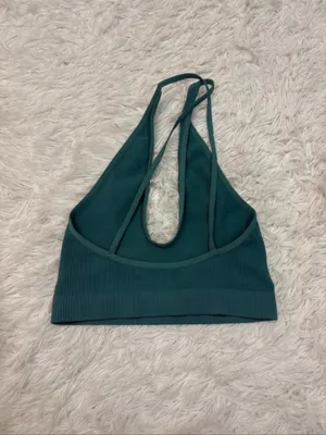 Free people intimately seamless Teal Ribbed Halter Cropped Tank Top thumbnail 2