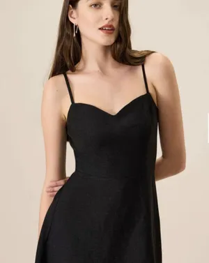 RIHOAS The Black Sweetheart Neck Slip Midi Dress 22 thumbnail 5
