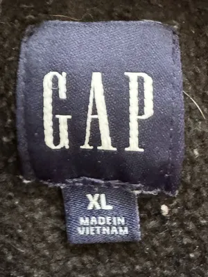GAP Black cropped fleece Hoodie Sweater with White Drawstrings, size XL casual thumbnail 3