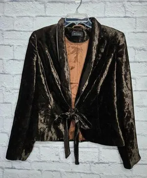 In Linea brown velvet blazer jacket shimmery holiday career office 40. thumbnail 1