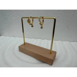 Sun Moon Huggie Hoop Earrings 18K Gold PVD Stainless Steel CZ Celestial Dangle thumbnail 5