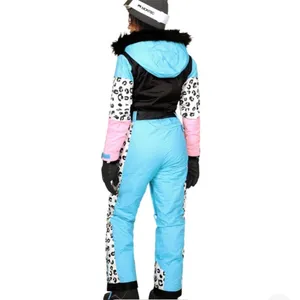 Tipsy Elves‎ Ski Snow Suit Women's Size S Snow Leopard Pink Blue Faux Fur Read thumbnail 5