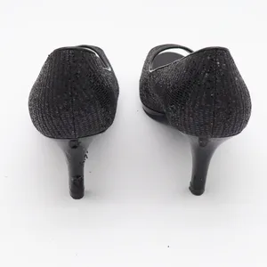 Kelly & Katie Pumps Womens 8.5 Peep Toe Black Shimmer Glitter Stiletto Good thumbnail 4