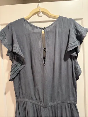 American Eagle Outfitters Lace-Up Flutter Sleeve Tunic Romper in Charcoal Size L thumbnail 7
