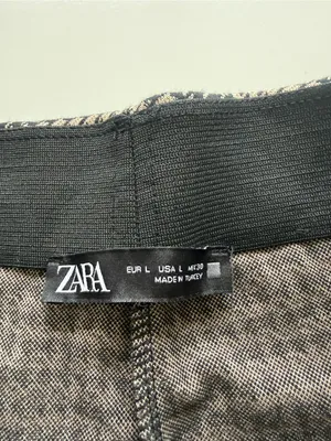 Zara Houndstooth Black/Tan High Rise Skinny Trousers Size Large thumbnail 4