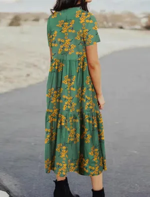 Green and Yellow Floral Midi Dress thumbnail 2