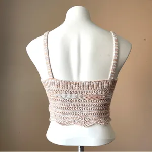 OLIVACEOUS | Multicolored Crochet Knit Scalloped Hem Cropped Tank Top Sz S thumbnail 3
