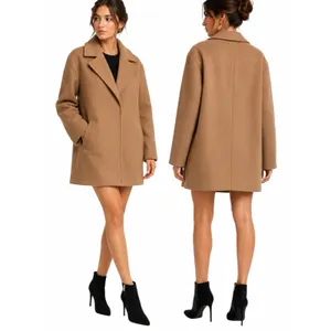 Express Wool Blend Cocoon Coat Snap Button Camel Tan Size L thumbnail 2