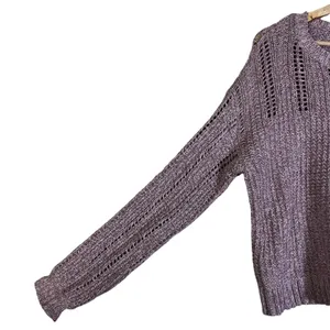 American Eagle Pointelle Marled Knit Oversized Sweater Mauve Open Stitch Size M thumbnail 4