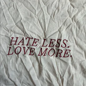 Garage Light Pink hate less love more Graphic Crop Top thumbnail 3
