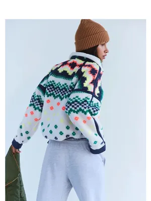 NWT Free People Mountain High Fleece Jacket Isle Knit Medium thumbnail 2