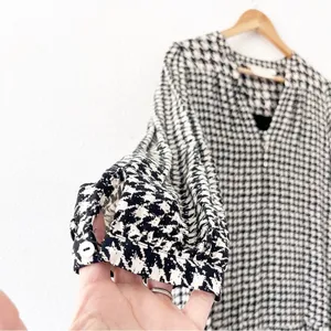 Anthro Maeve Margaret Houndstooth Tunic Ruffle Hem Long Sleeve Mini Dress thumbnail 3
