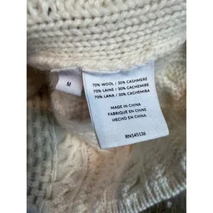 Naadam Wool Cashmere Cable Knit Cropped Sweater Cream Ivory Medium thumbnail 6