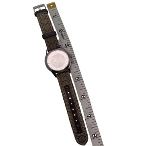 COACH Silver-tone Brown Canvas Genuine Leather Ladies Wristlet Watch thumbnail 6