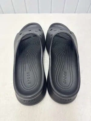 Crocs Classic Bae Slide Black Platform Sandals Slip On Shoes Womens Size‎ 9 NEW thumbnail 5