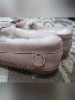 Dearfoams Fireside Plush Lined Moccasin Slippers Dusty Pink thumbnail 3