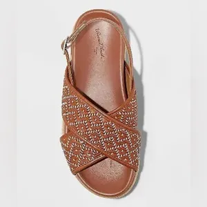 Universal Threads NWT Universal Thread Women's Elisa Platform Sandals Cognac Brown Size 9.5 thumbnail 2