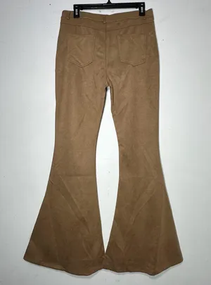 Wisteria Lane Los Angeles Tan Faux Suede Flare Bell Bottom‎ Pants W2403PIA Large thumbnail 2