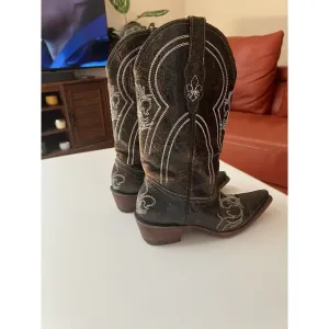 Pecos Bill Leather Cowgirl/cowboy Boots Sz 6 Women’s Distressed Drk‎ Brown White thumbnail 8