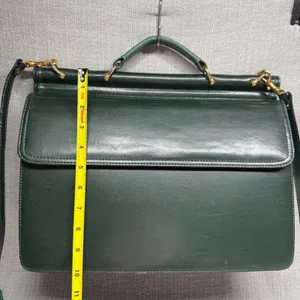 Belle Rose Vintage Satchel Briefcase Handbag Dark Forest‎ Green Messenger Bag thumbnail 5