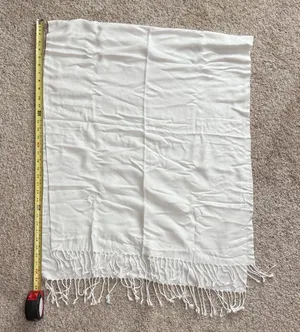 Cozy Soft White Fringed Scarf Wrap Oversized Winter Gift EUC thumbnail 1