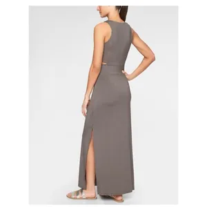 NWT Athleta Side Cut Out Maxi Dress in Silver Bells thumbnail 2