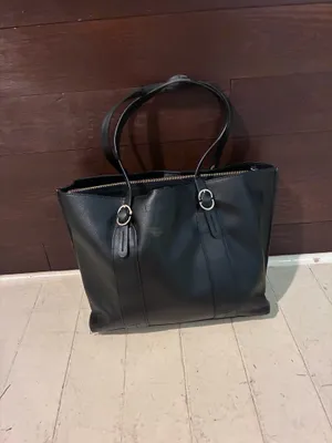 Alfani Classic Black Leather Tote Bag thumbnail 4