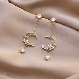 Crystal Moon Star Dangle Drop Tassel Earrings for Women thumbnail 2
