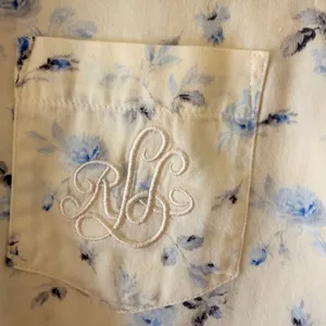 Lauren Ralph Lauren Floral Blue Yellow Embroidered logo pajama Set Sz M thumbnail 10