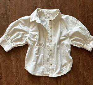 White Puff Sleeve Top thumbnail 1