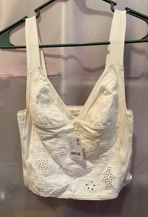 Intimately FP Clean Ivory Lace Crop Top Size S White thumbnail 1